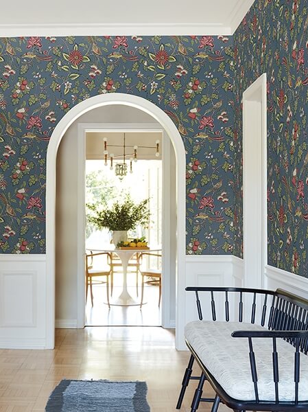 Parterre Indigo Jacobean Wallpaper