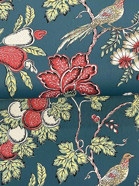 Parterre Indigo Jacobean Wallpaper