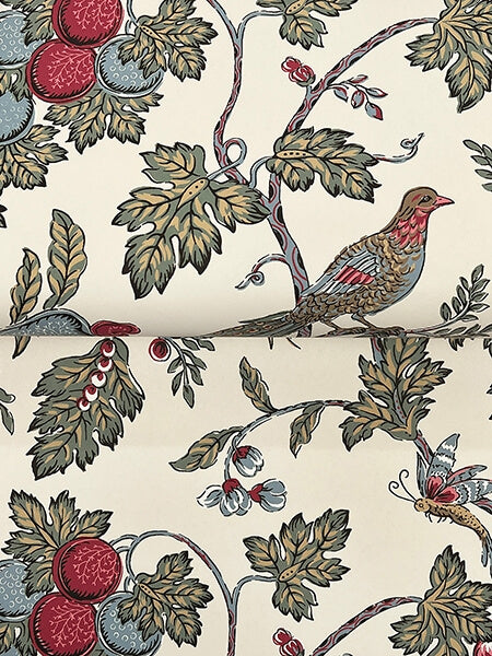 Parterre Raspberry Jacobean Wallpaper