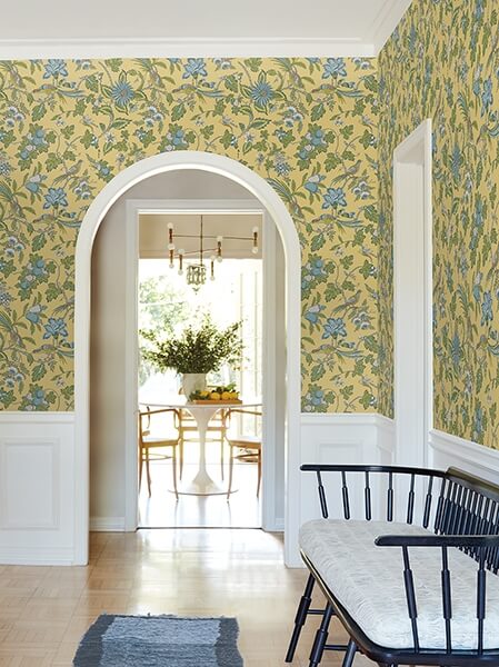 Parterre Light Yellow Jacobean Wallpaper
