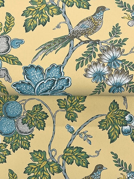Parterre Light Yellow Jacobean Wallpaper