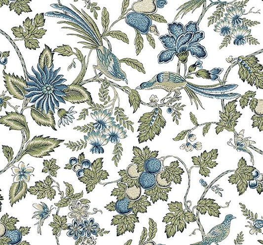Parterre Blue Jacobean Wallpaper