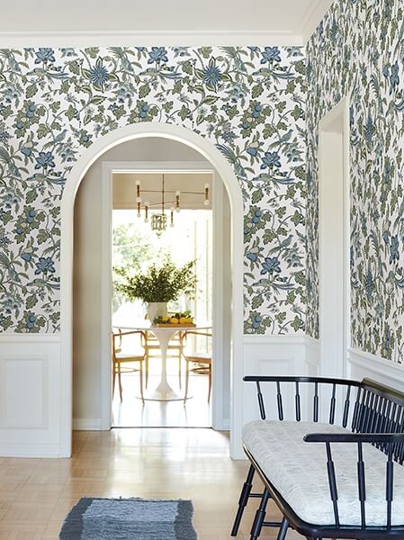 Parterre Blue Jacobean Wallpaper
