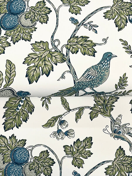Parterre Blue Jacobean Wallpaper