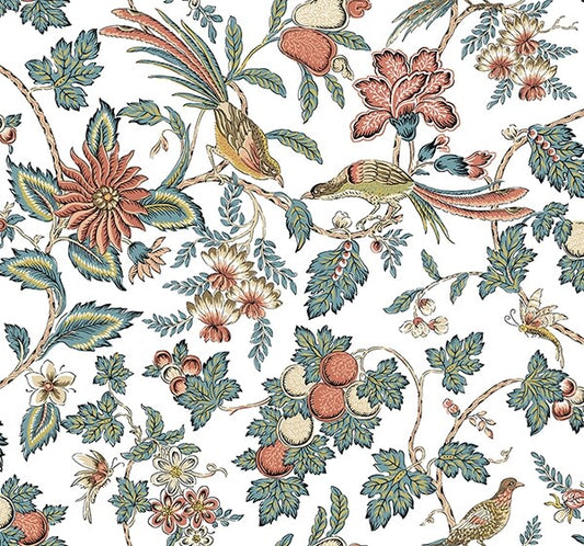 Parterre Coral Jacobean Wallpaper