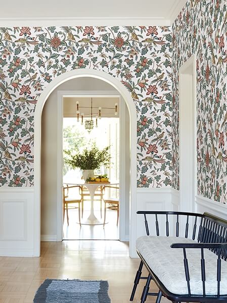 Parterre Coral Jacobean Wallpaper