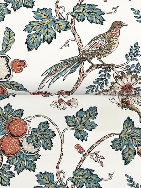 Parterre Coral Jacobean Wallpaper