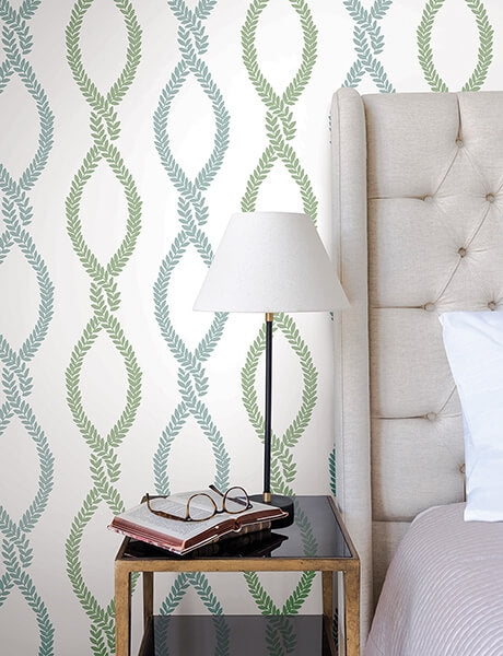 Laureate Light Green Vine Trellis Wallpaper