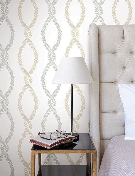 Laureate Neutral Vine Trellis Wallpaper