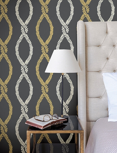 Laureate Black Vine Trellis Wallpaper