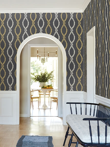 Laureate Black Vine Trellis Wallpaper