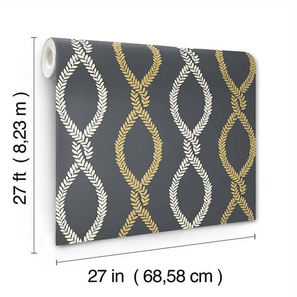Laureate Black Vine Trellis Wallpaper