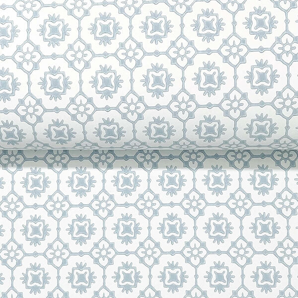 Priti Light Blue Floral Grid Wallpaper