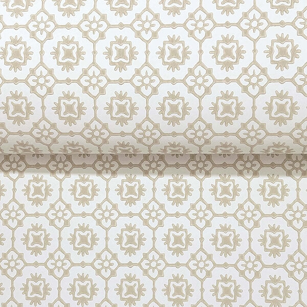 Priti Beige Floral Grid Wallpaper