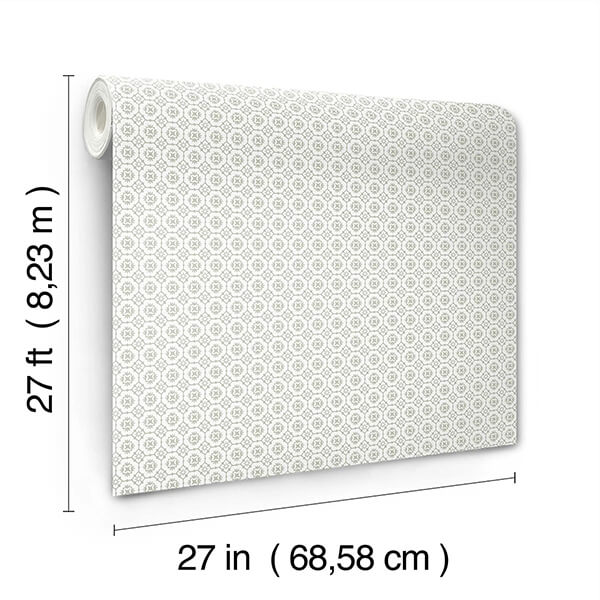 Priti Grey Floral Grid Wallpaper