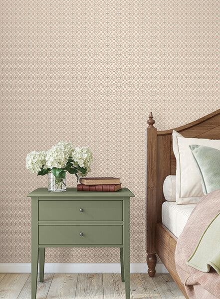 Priti Rose Floral Grid Wallpaper