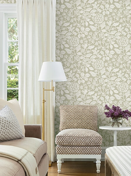 Rowen Taupe Botanical Wallpaper