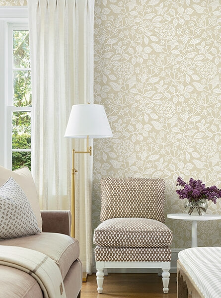 Rowen Beige Botanical Wallpaper