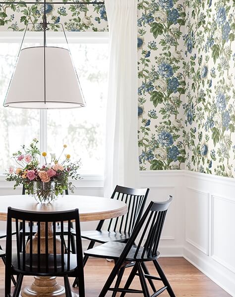 Beatrix Blue Vintage Floral Wallpaper