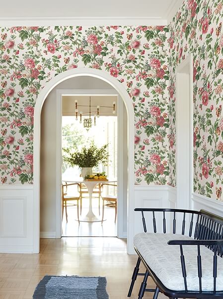 Beatrix Fuchsia Vintage Floral Wallpaper