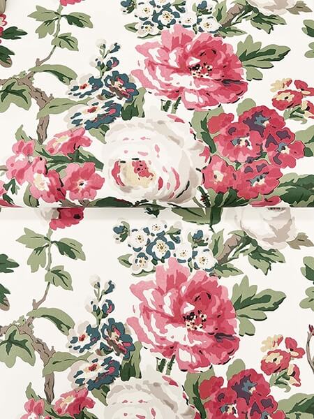 Beatrix Fuchsia Vintage Floral Wallpaper