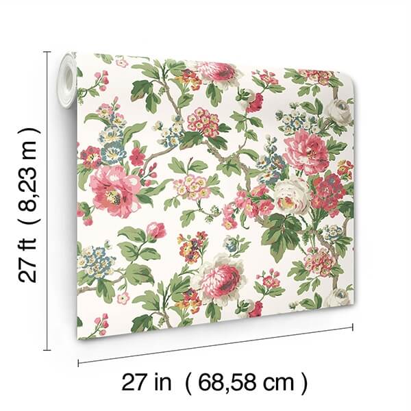 Beatrix Fuchsia Vintage Floral Wallpaper