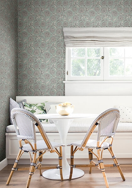 Chatsworth Garden Sky Blue Floral Trail Wallpaper