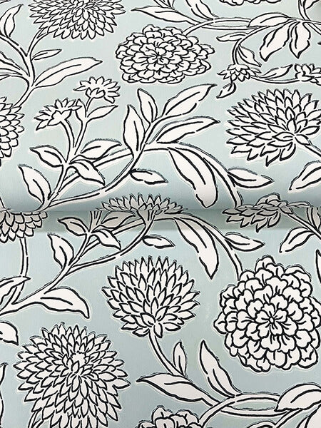 Chatsworth Garden Sky Blue Floral Trail Wallpaper