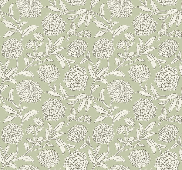 Chatsworth Garden Light Green Floral Trail Wallpaper