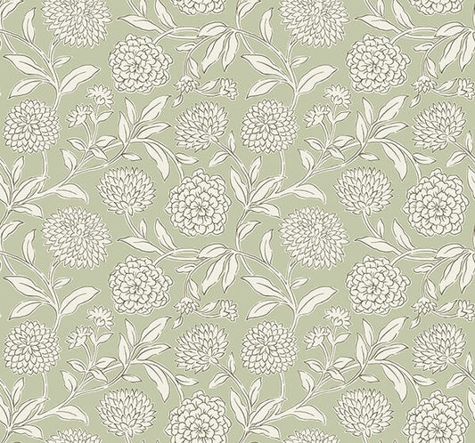 Chatsworth Garden Light Green Floral Trail Wallpaper