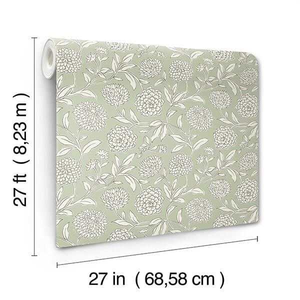 Chatsworth Garden Light Green Floral Trail Wallpaper