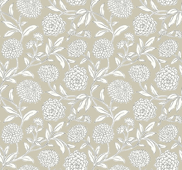 Chatsworth Garden Taupe Floral Trail Wallpaper