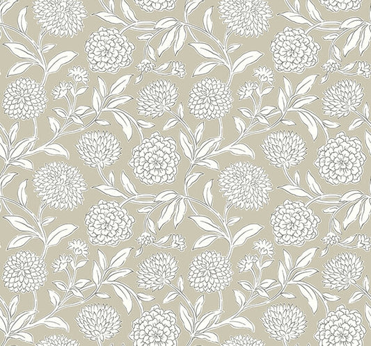 Chatsworth Garden Taupe Floral Trail Wallpaper