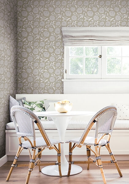 Chatsworth Garden Taupe Floral Trail Wallpaper