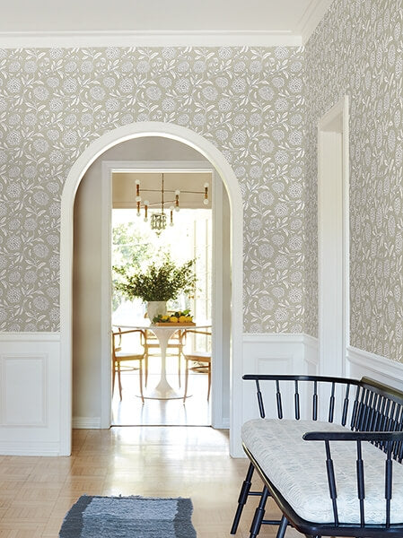 Chatsworth Garden Taupe Floral Trail Wallpaper