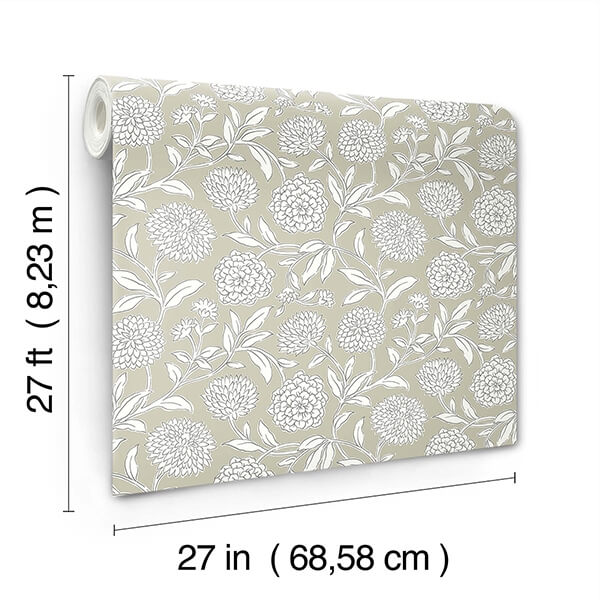 Chatsworth Garden Taupe Floral Trail Wallpaper