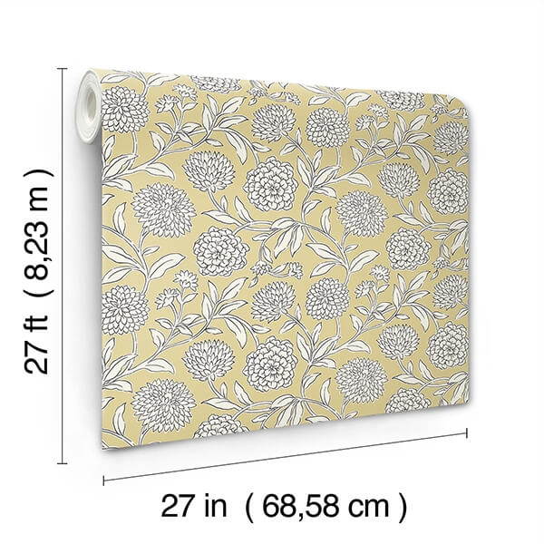 Chatsworth Garden Butter Floral Trail Wallpaper