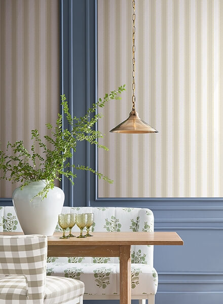Tilford Beige Awning Stripe Wallpaper