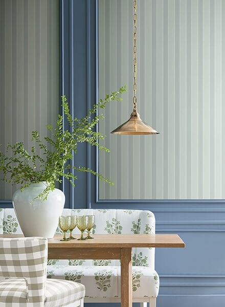 Tilford Blue Awning Stripe Wallpaper