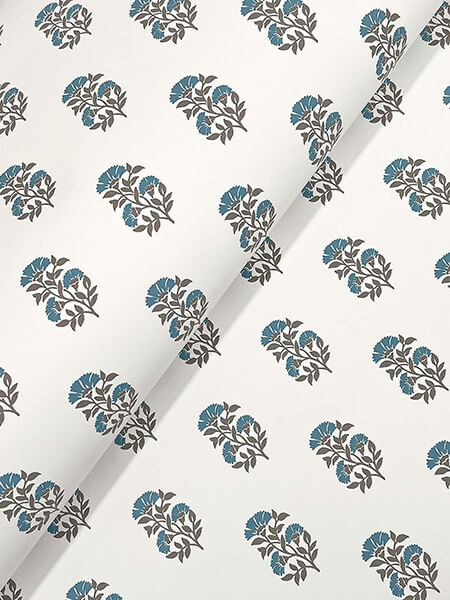 Sylvie Teal Floral Wallpaper