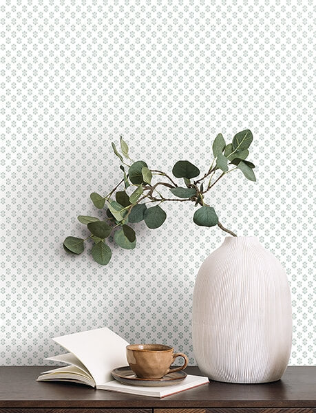 Brioni Light Blue Floral Stamp Wallpaper