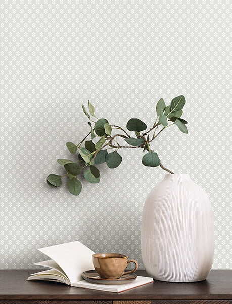 Brioni Grey Floral Stamp Wallpaper