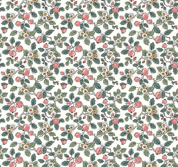 Framboise Pink Berry Vines Wallpaper