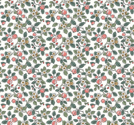 Framboise Pink Berry Vines Wallpaper