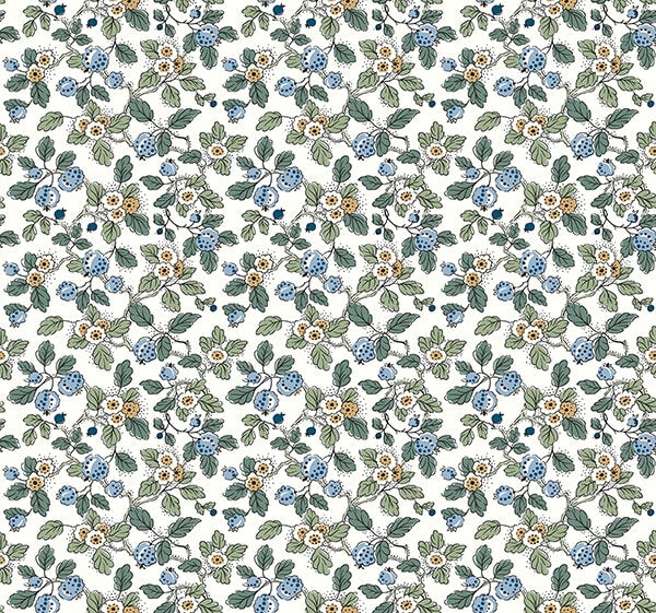 Framboise Blue Berry Vines Wallpaper