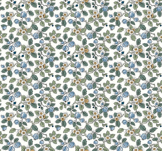 Framboise Blue Berry Vines Wallpaper