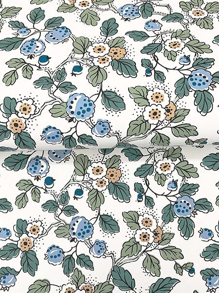 Framboise Blue Berry Vines Wallpaper