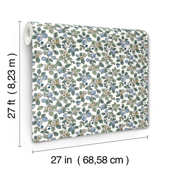 Framboise Blue Berry Vines Wallpaper