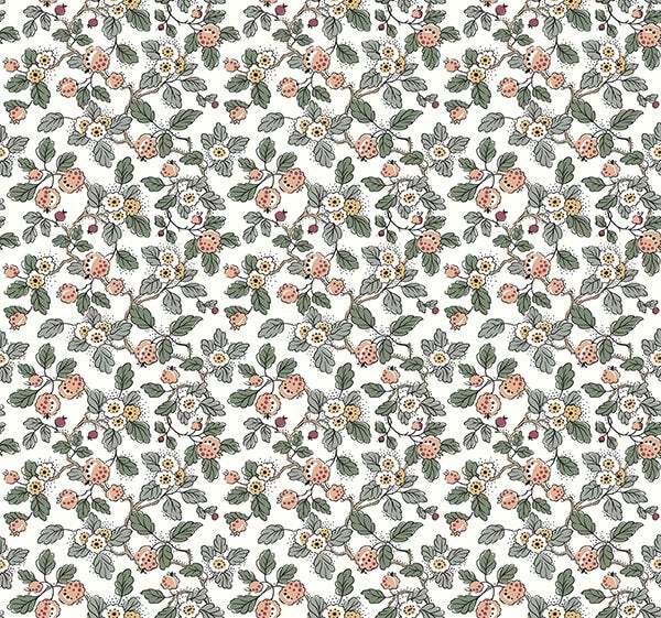 Framboise Blush Berry Vines Wallpaper