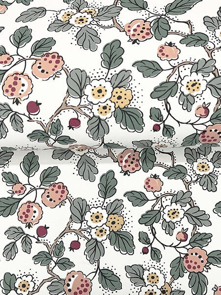 Framboise Blush Berry Vines Wallpaper